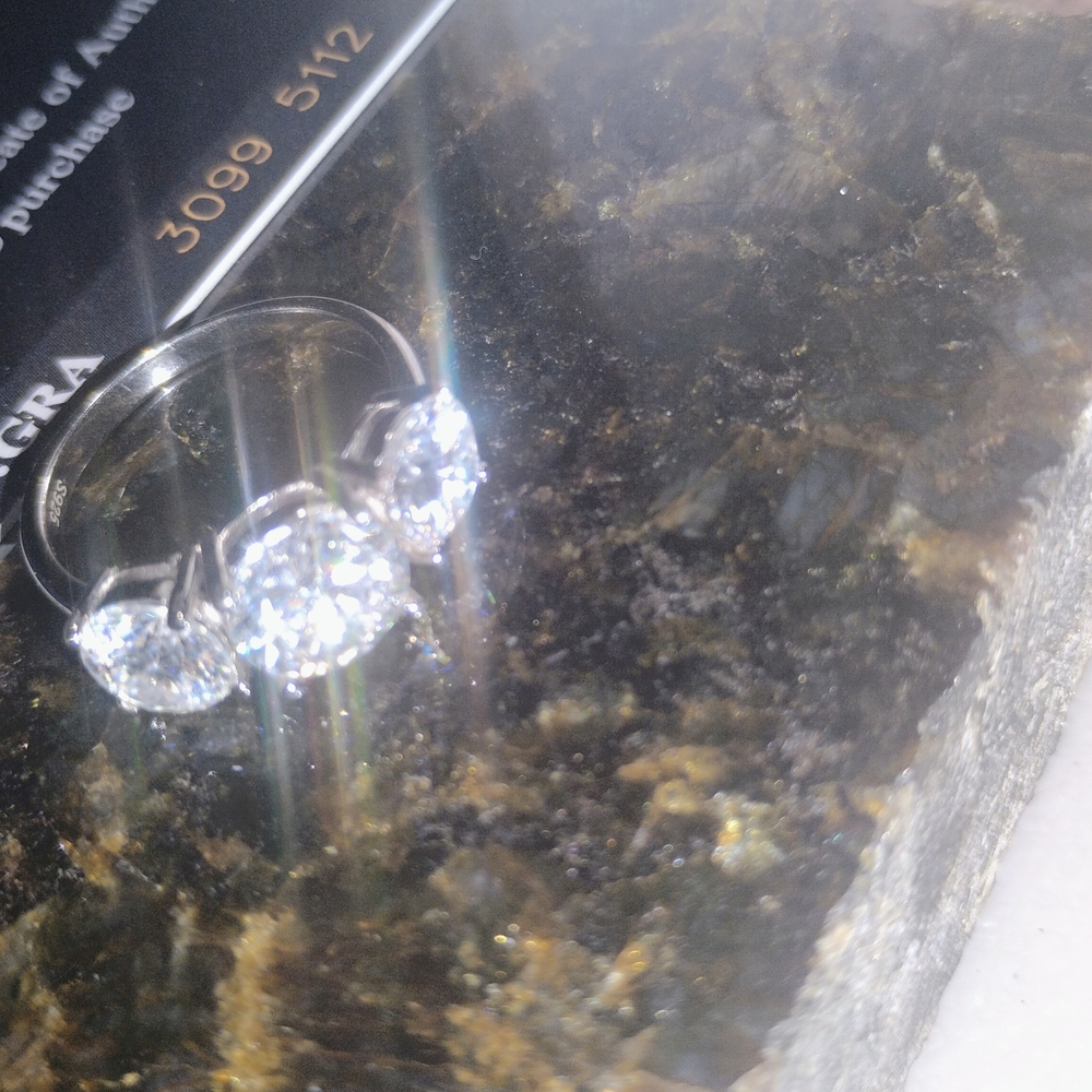 Stunning Silver Triple Gem Ring